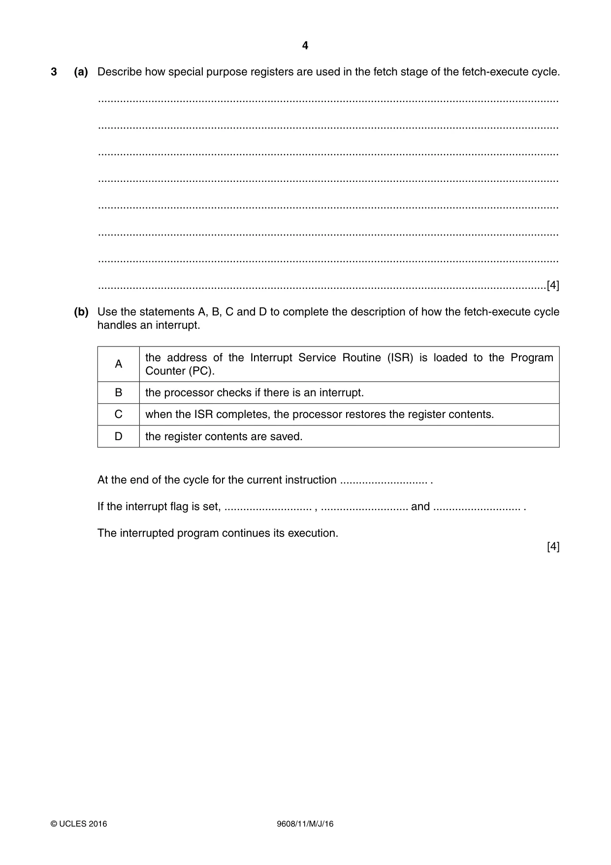 Cambridge A Level Computer Science 9608 2016 May/June Paper 1 · Variant 1 question paper, page 4 of 16
