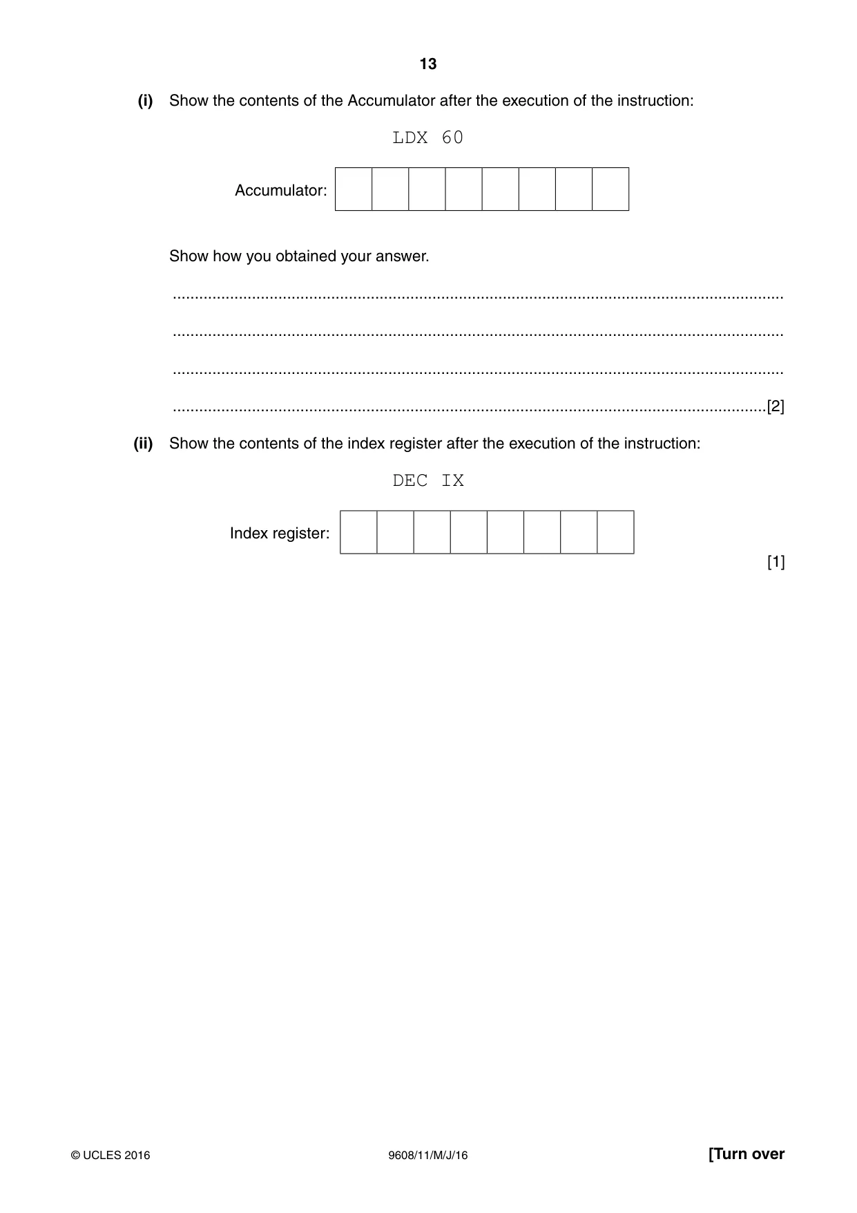 Cambridge A Level Computer Science 9608 2016 May/June Paper 1 · Variant 1 question paper, page 13 of 16