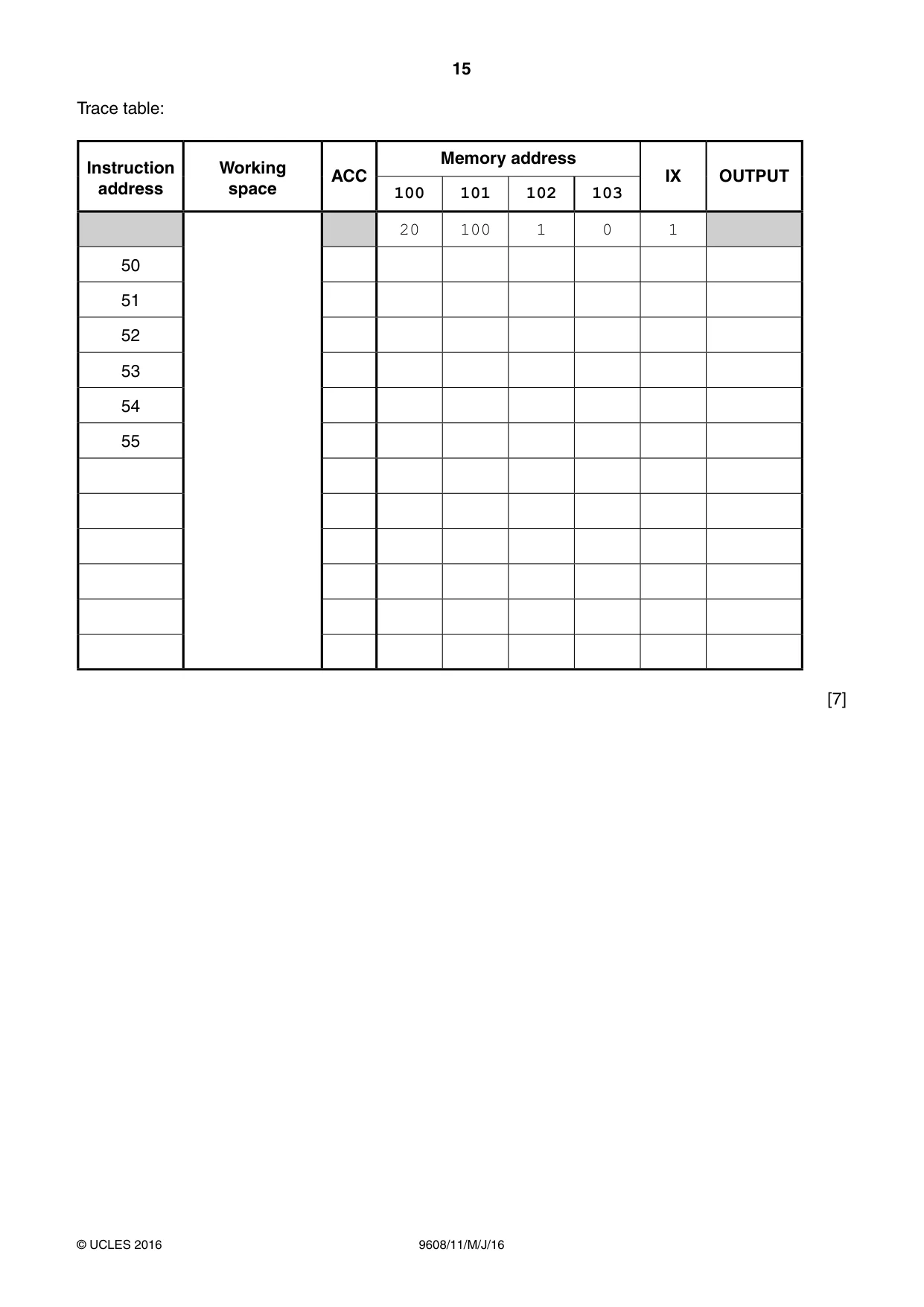Cambridge A Level Computer Science 9608 2016 May/June Paper 1 · Variant 1 question paper, page 15 of 16