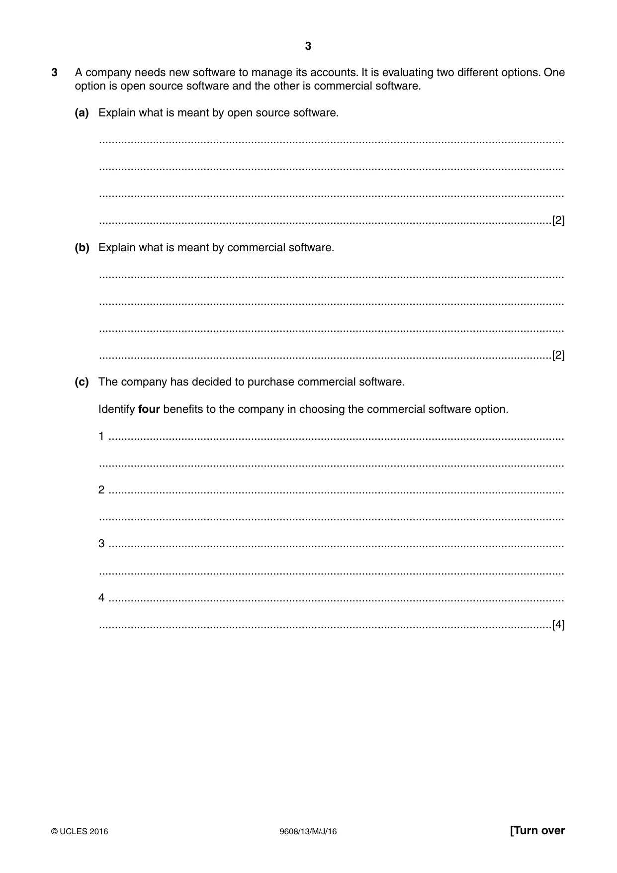 Cambridge A Level Computer Science 9608 2016 May/June Paper 1 · Variant 3 question paper, page 3 of 16