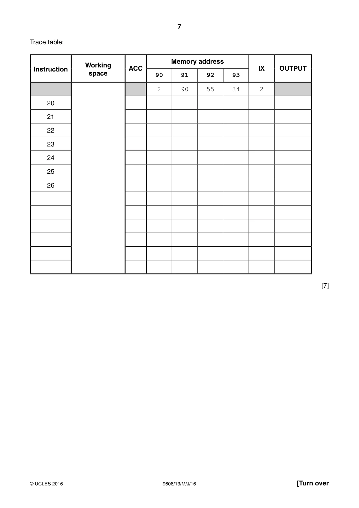 Cambridge A Level Computer Science 9608 2016 May/June Paper 1 · Variant 3 question paper, page 7 of 16