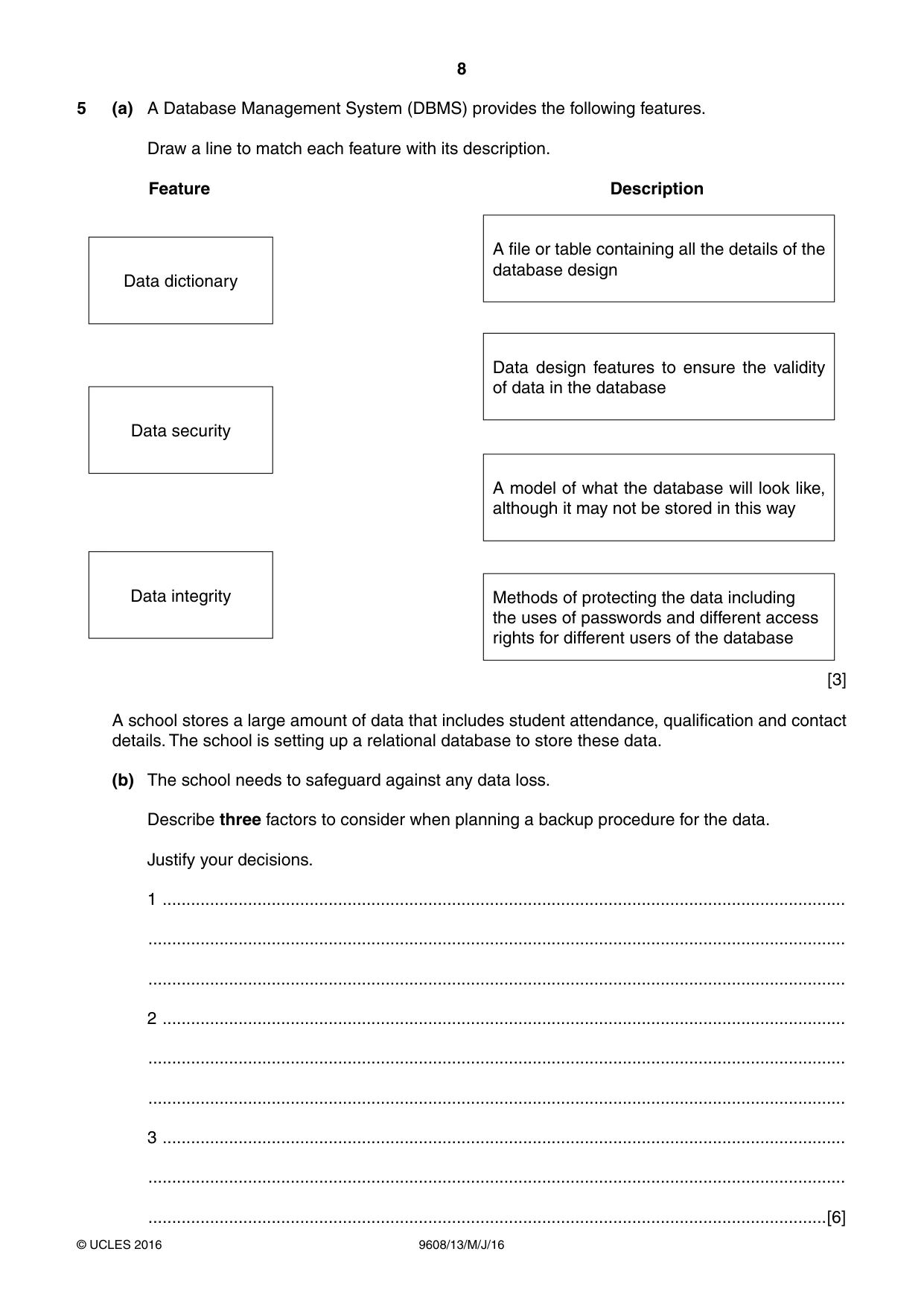 Cambridge A Level Computer Science 9608 2016 May/June Paper 1 · Variant 3 question paper, page 8 of 16