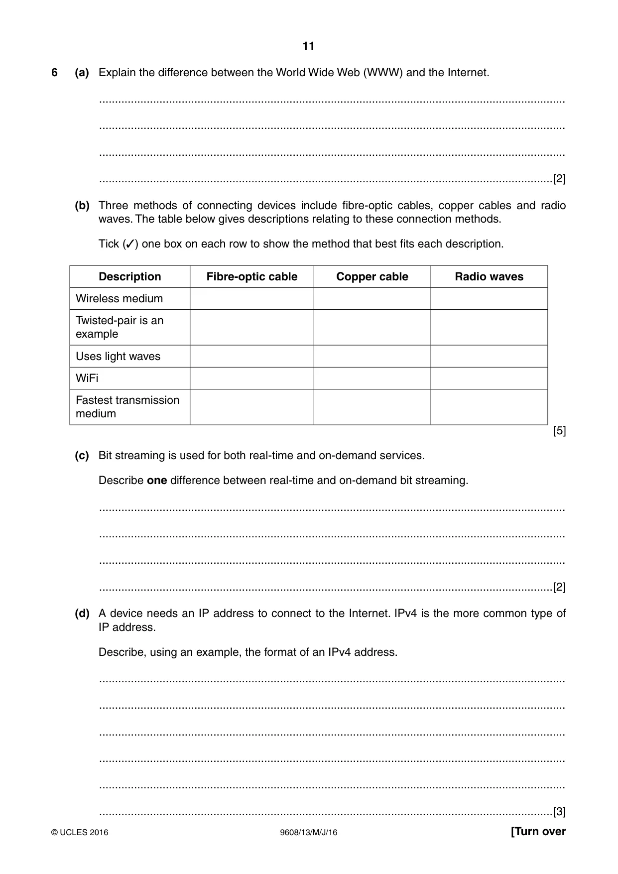 Cambridge A Level Computer Science 9608 2016 May/June Paper 1 · Variant 3 question paper, page 11 of 16