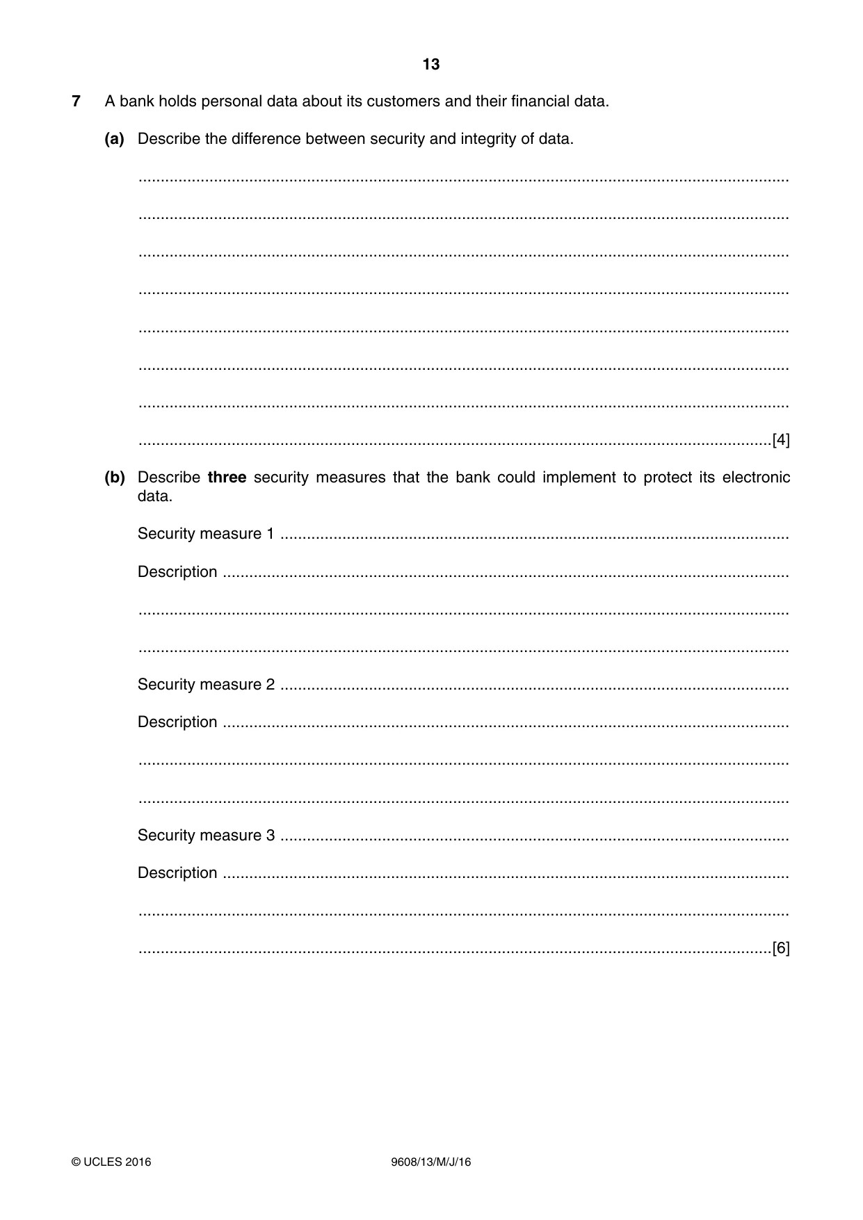 Cambridge A Level Computer Science 9608 2016 May/June Paper 1 · Variant 3 question paper, page 13 of 16