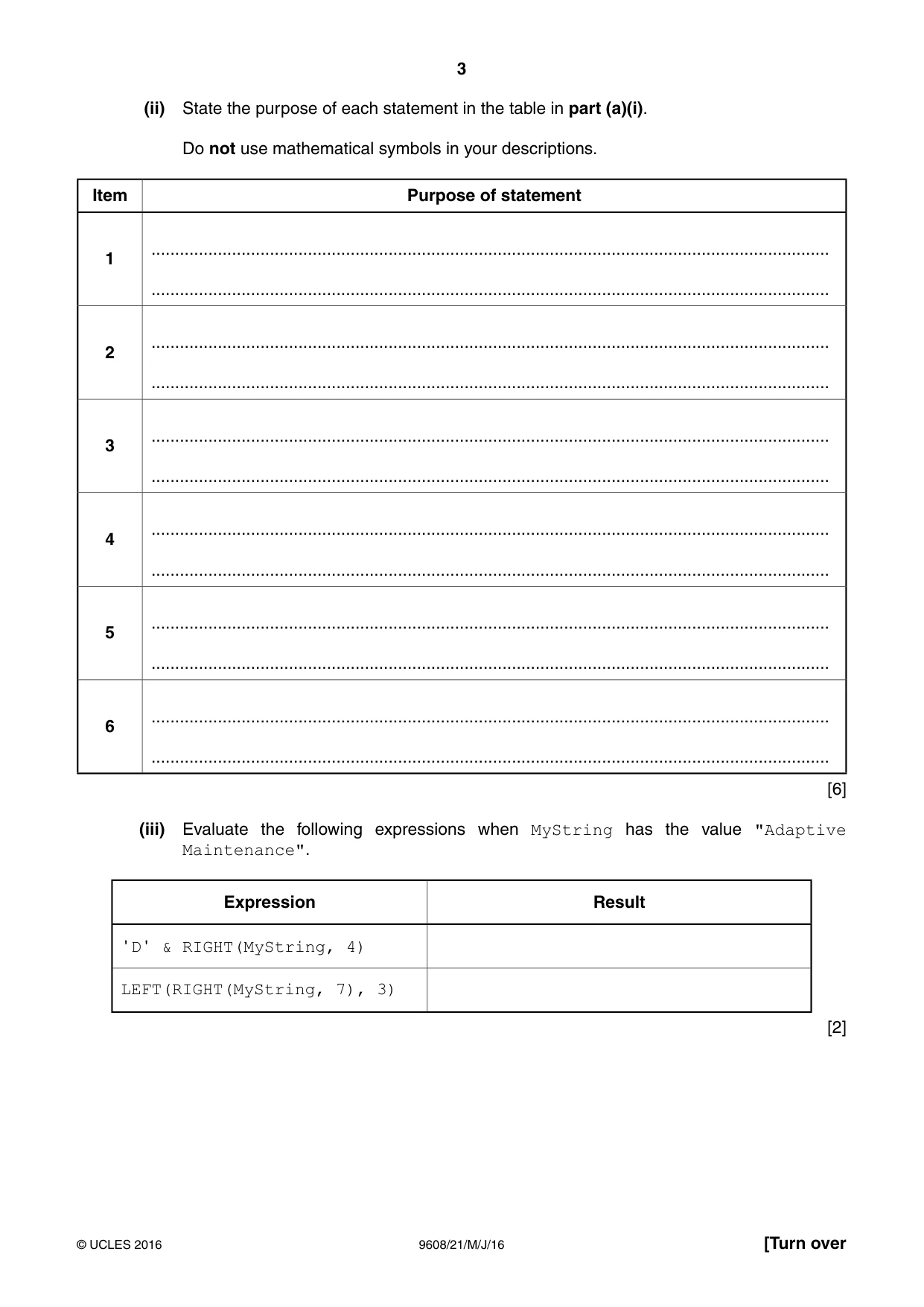 Cambridge A Level Computer Science 9608 2016 May/June Paper 2 · Variant 1 question paper, page 3 of 20