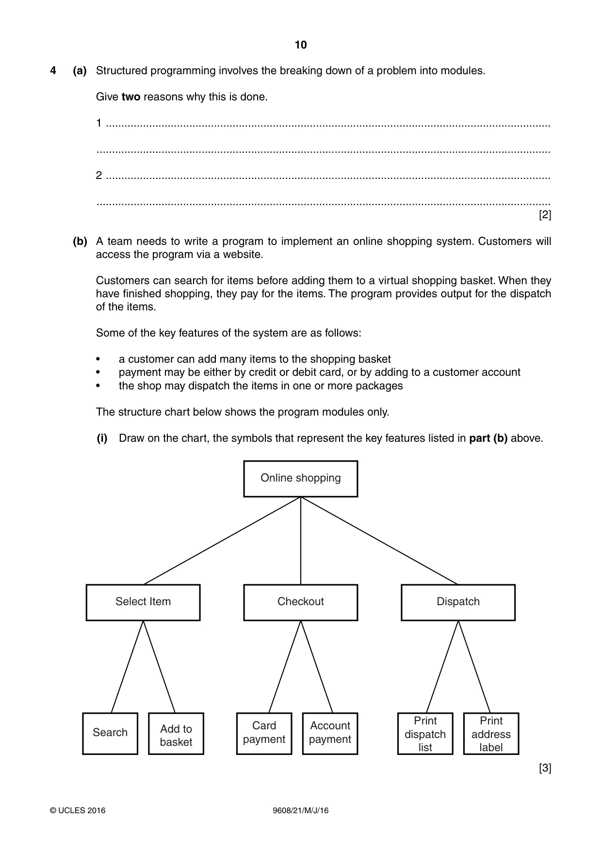 Cambridge A Level Computer Science 9608 2016 May/June Paper 2 · Variant 1 question paper, page 10 of 20