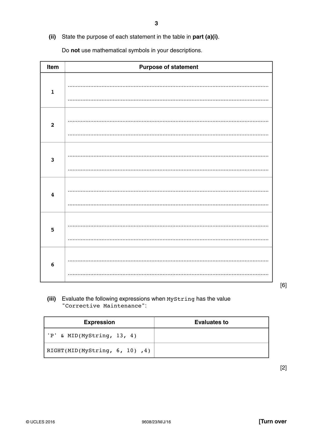 Cambridge A Level Computer Science 9608 2016 May/June Paper 2 · Variant 3 question paper, page 3 of 16
