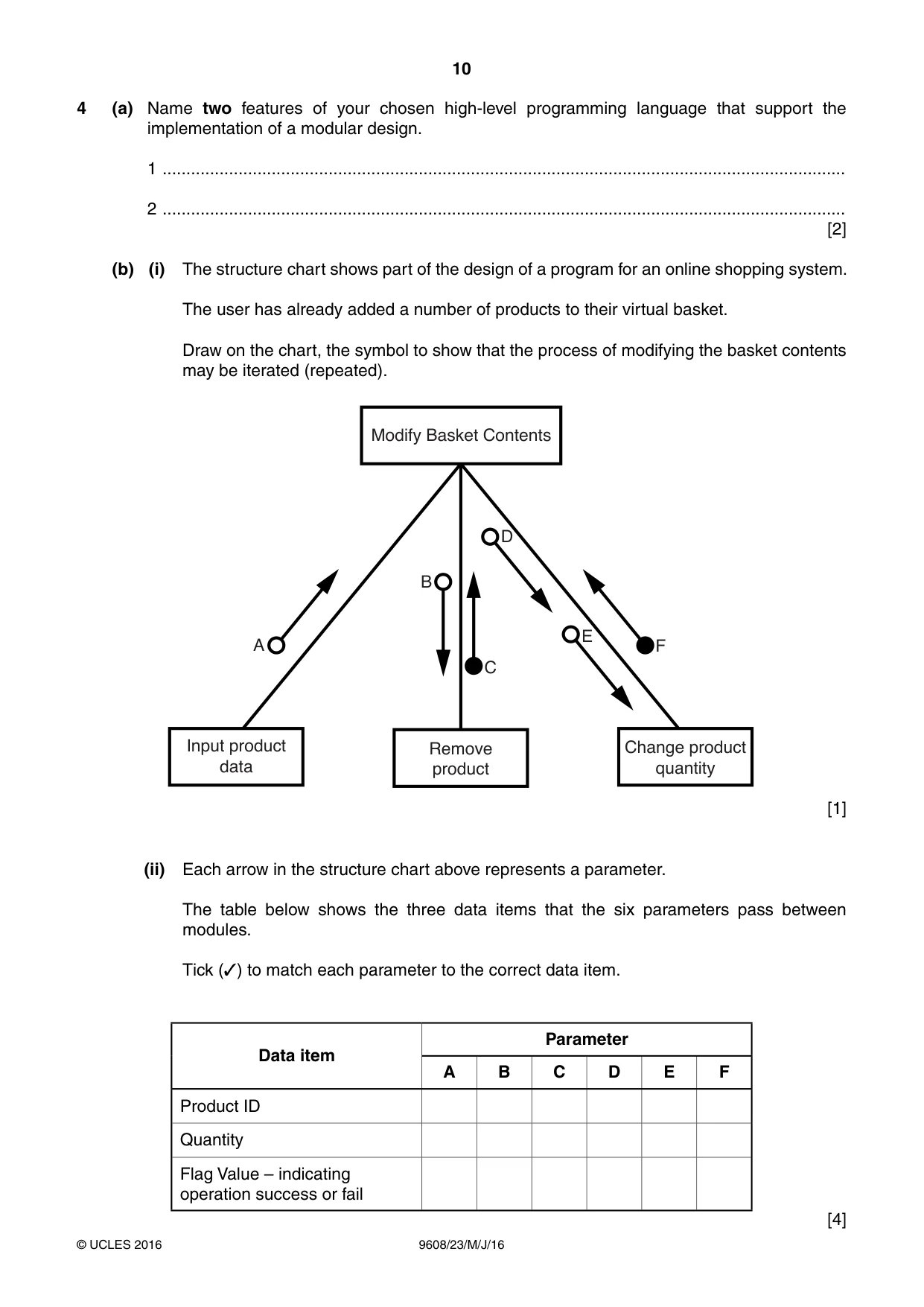 Cambridge A Level Computer Science 9608 2016 May/June Paper 2 · Variant 3 question paper, page 10 of 16
