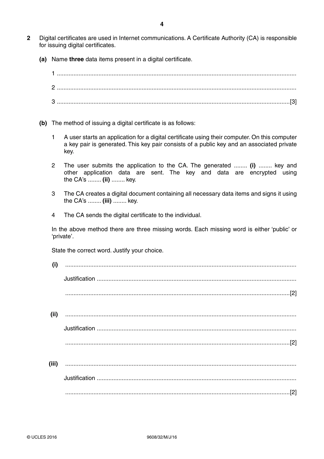Cambridge A Level Computer Science 9608 2016 May/June Paper 3 · Variant 2 question paper, page 4 of 16