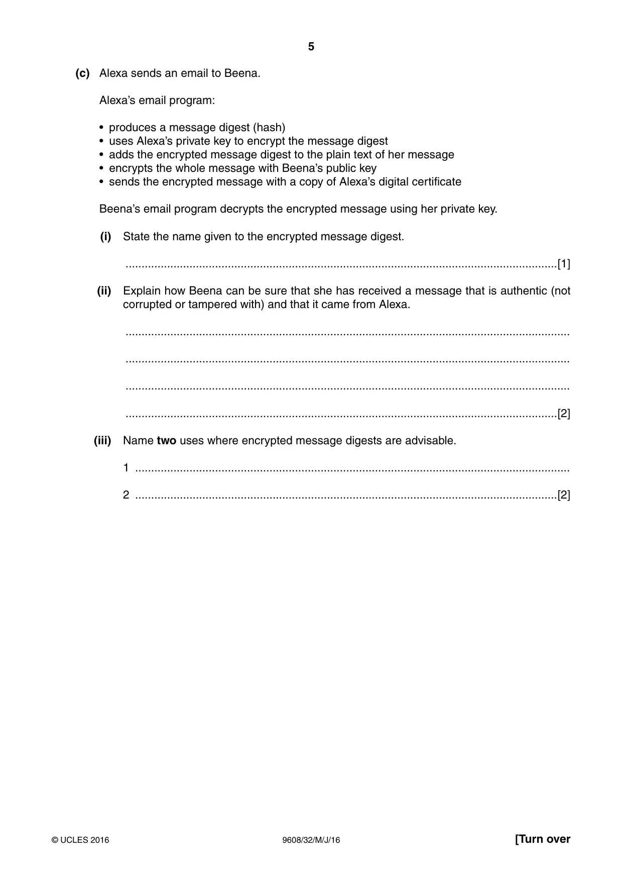 Cambridge A Level Computer Science 9608 2016 May/June Paper 3 · Variant 2 question paper, page 5 of 16