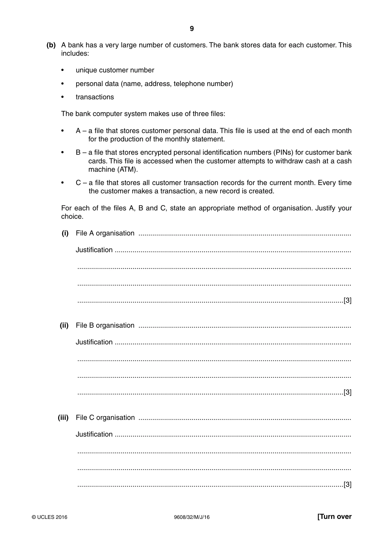 Cambridge A Level Computer Science 9608 2016 May/June Paper 3 · Variant 2 question paper, page 9 of 16