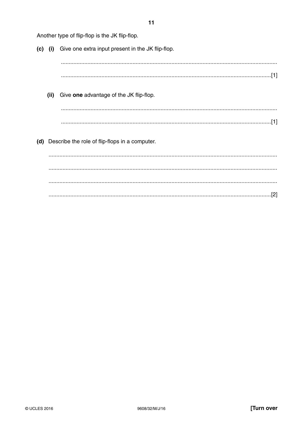 Cambridge A Level Computer Science 9608 2016 May/June Paper 3 · Variant 2 question paper, page 11 of 16