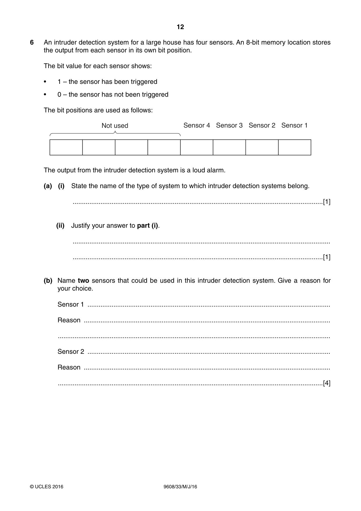 Cambridge A Level Computer Science 9608 2016 May/June Paper 3 · Variant 3 question paper, page 12 of 16