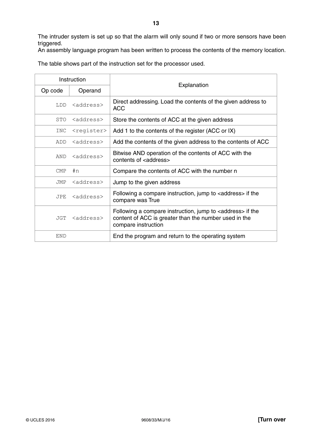Cambridge A Level Computer Science 9608 2016 May/June Paper 3 · Variant 3 question paper, page 13 of 16