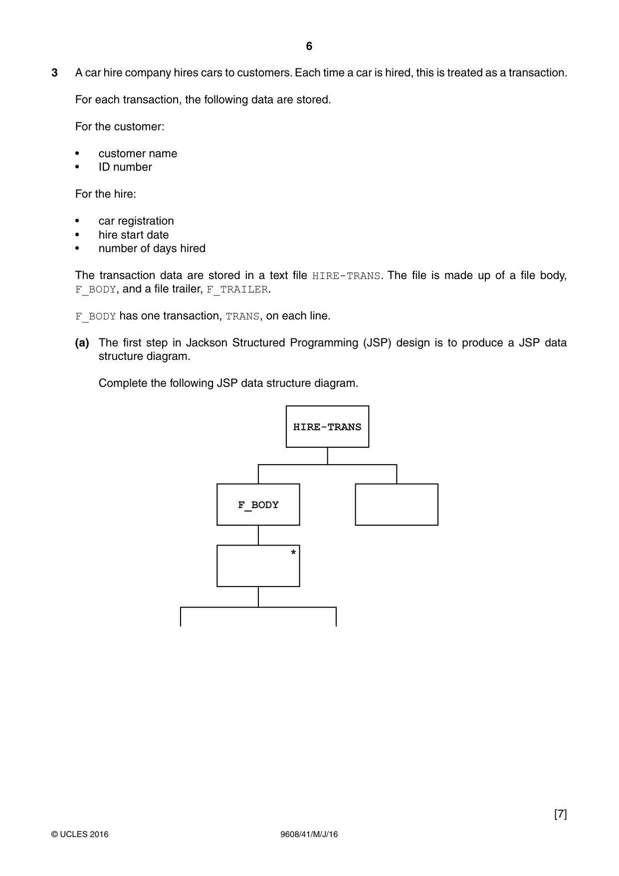 Cambridge A Level Computer Science 9608 2016 May/June Paper 4 · Variant 1 question paper, page 6 of 20