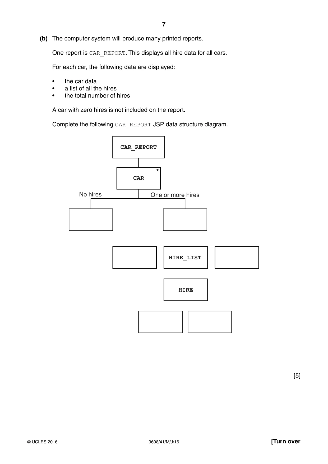Cambridge A Level Computer Science 9608 2016 May/June Paper 4 · Variant 1 question paper, page 7 of 20