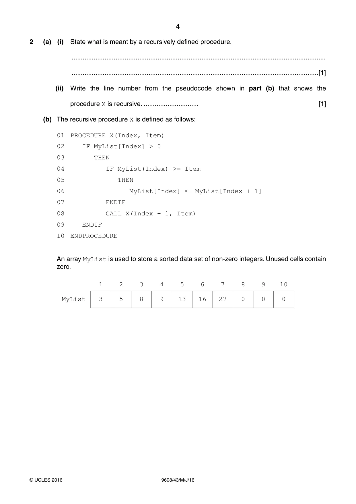 Cambridge A Level Computer Science 9608 2016 May/June Paper 4 · Variant 3 question paper, page 4 of 20