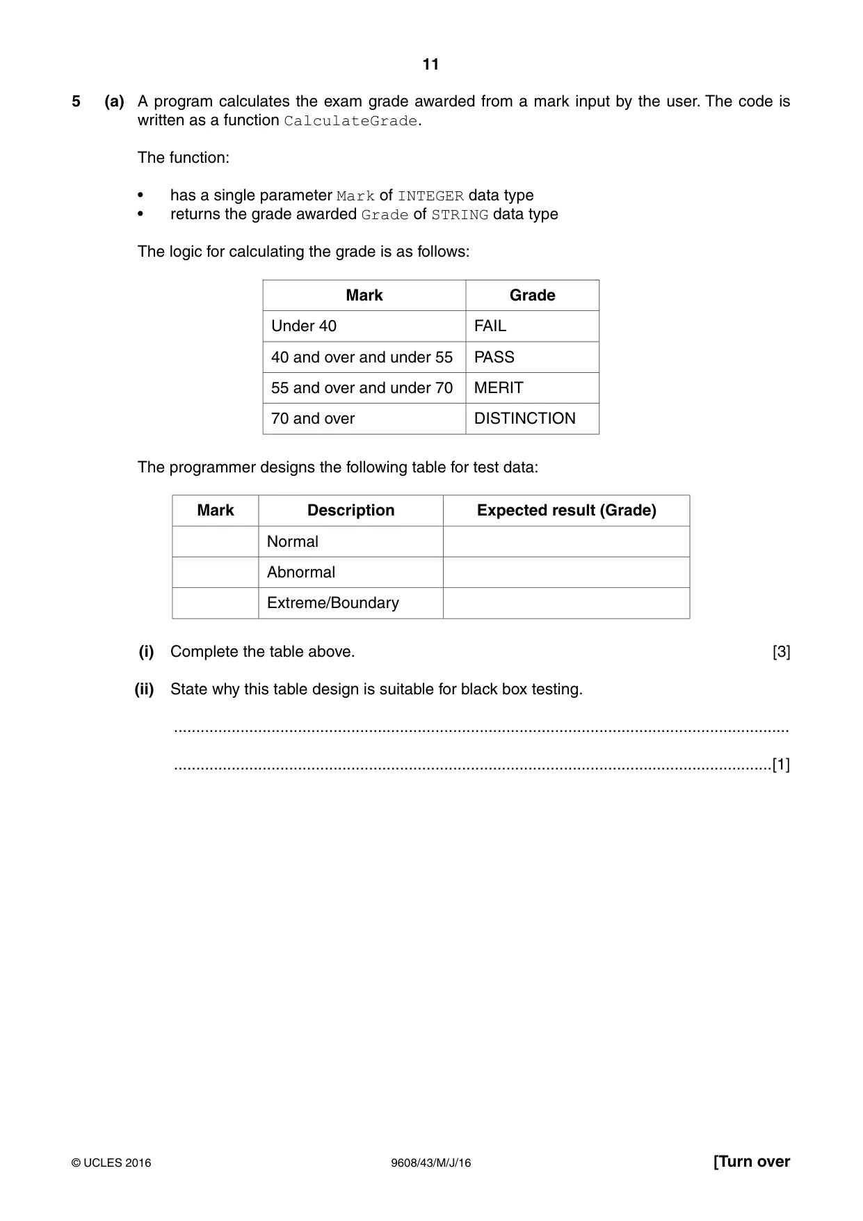 Cambridge A Level Computer Science 9608 2016 May/June Paper 4 · Variant 3 question paper, page 11 of 20