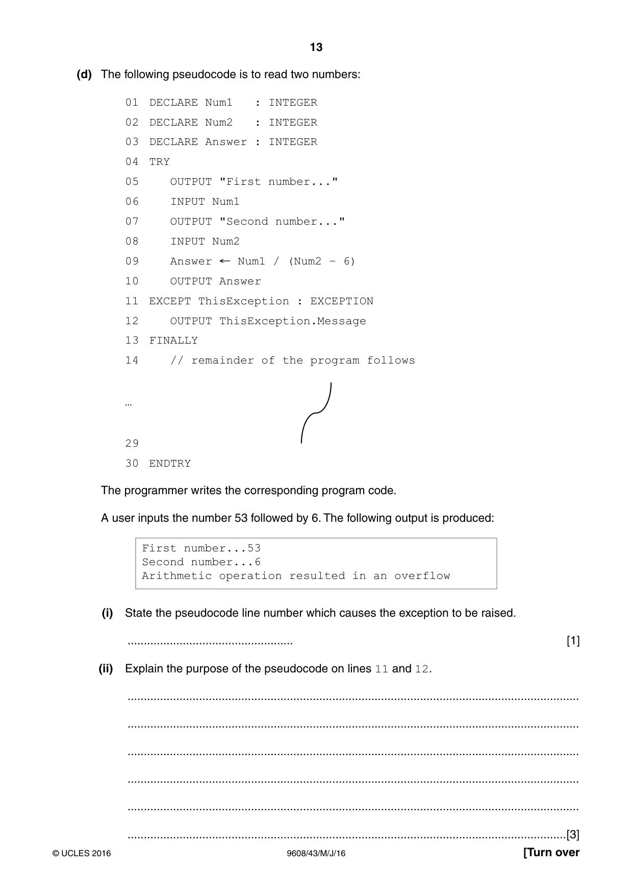 Cambridge A Level Computer Science 9608 2016 May/June Paper 4 · Variant 3 question paper, page 13 of 20