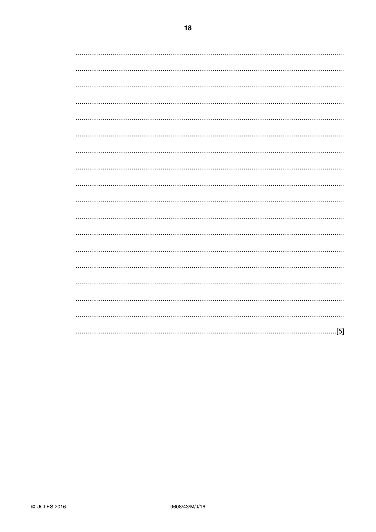 Cambridge A Level Computer Science 9608 2016 May/June Paper 4 · Variant 3 question paper, page 18 of 20