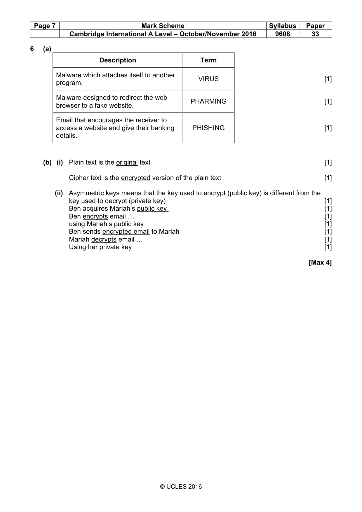 Mark scheme, page 7 of 7