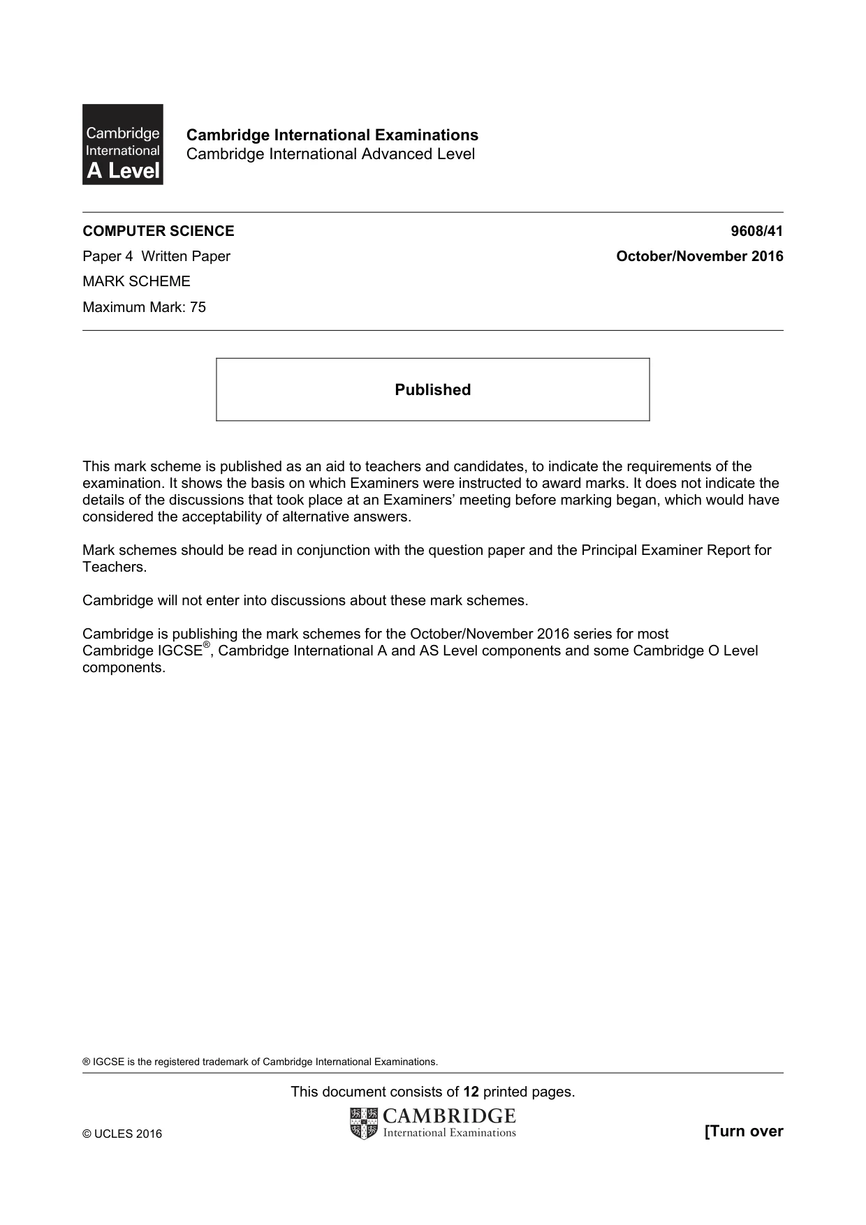 Mark scheme, page 1 of 12