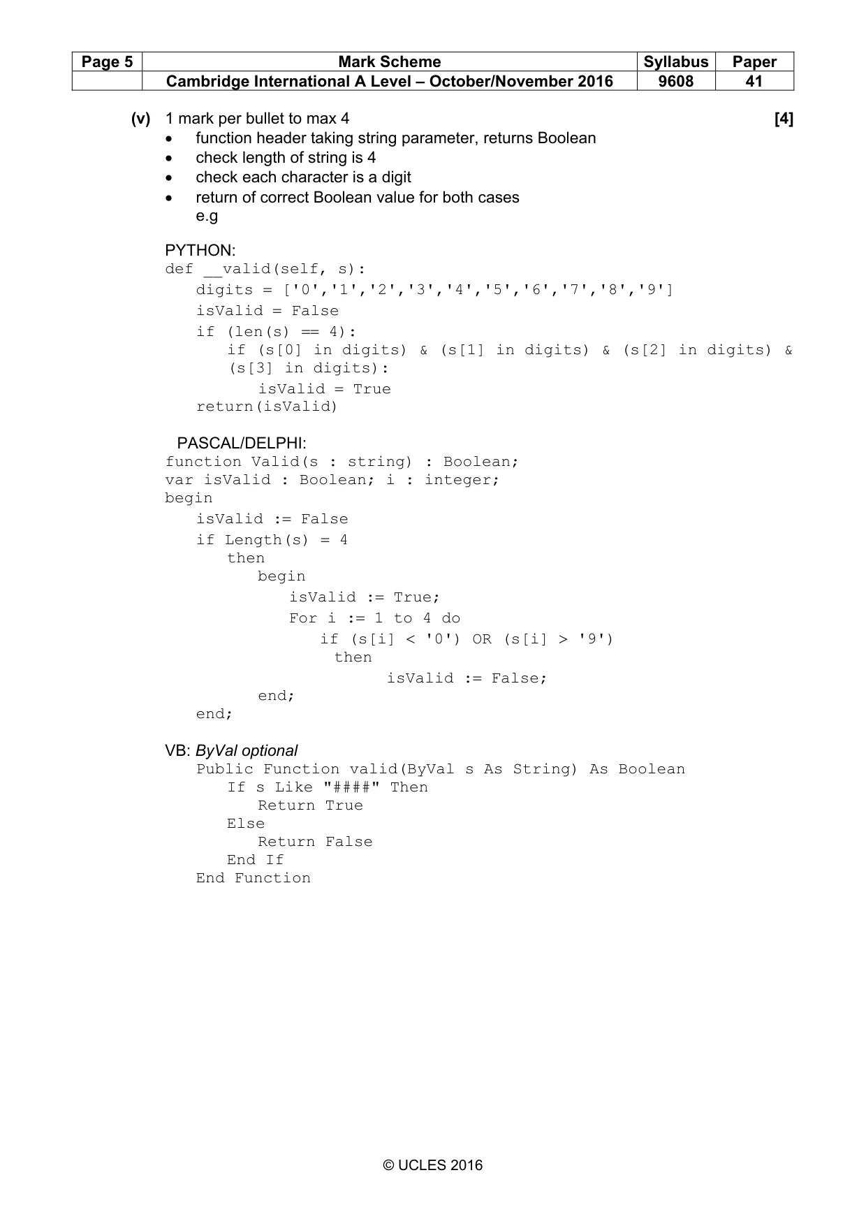 Mark scheme, page 5 of 12