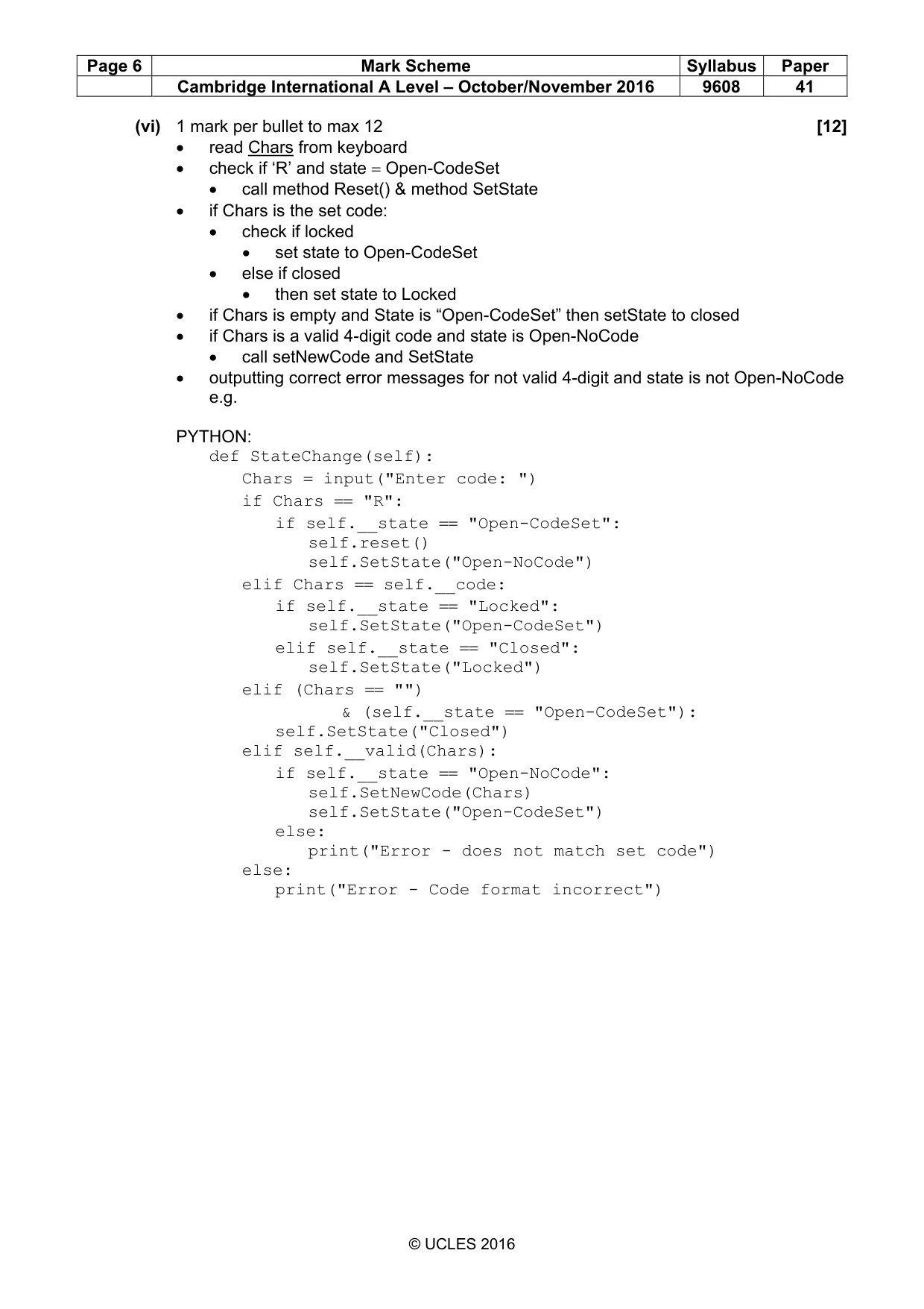 Mark scheme, page 6 of 12