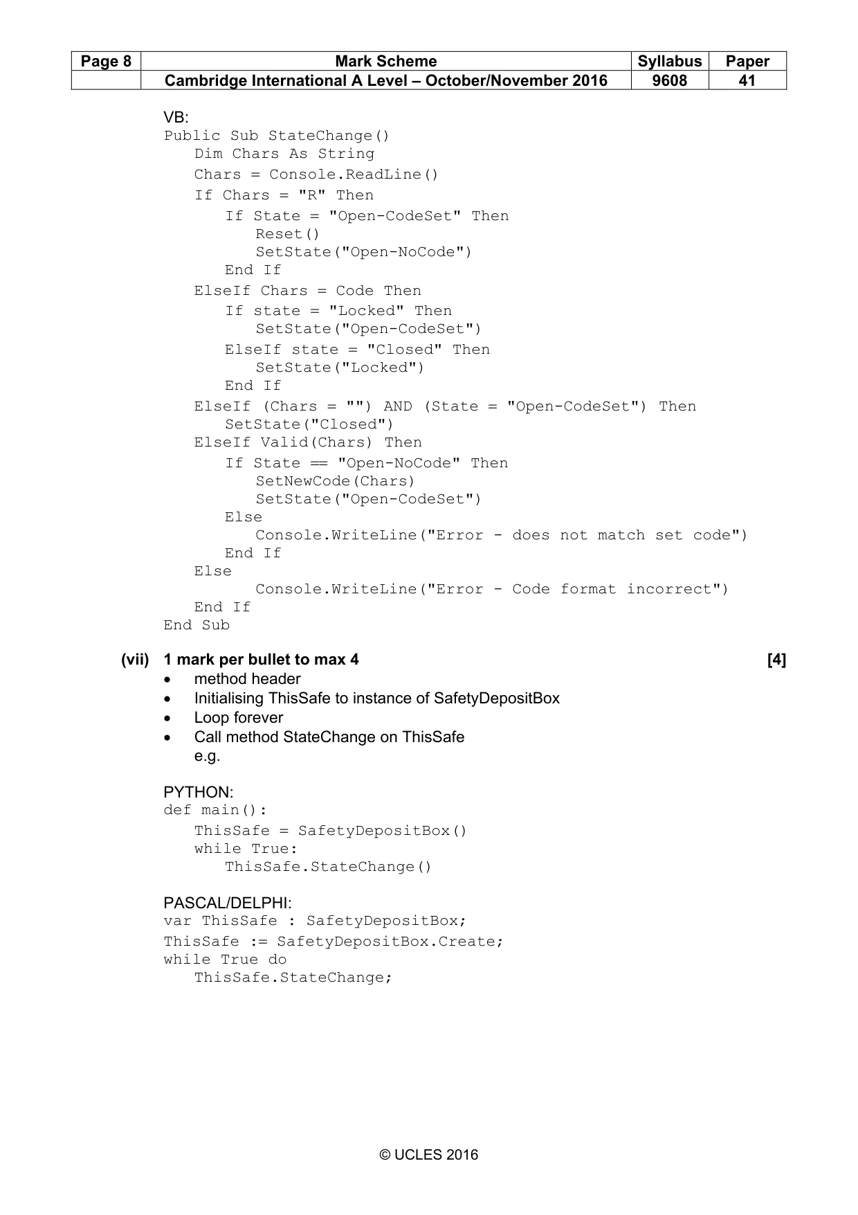 Mark scheme, page 8 of 12