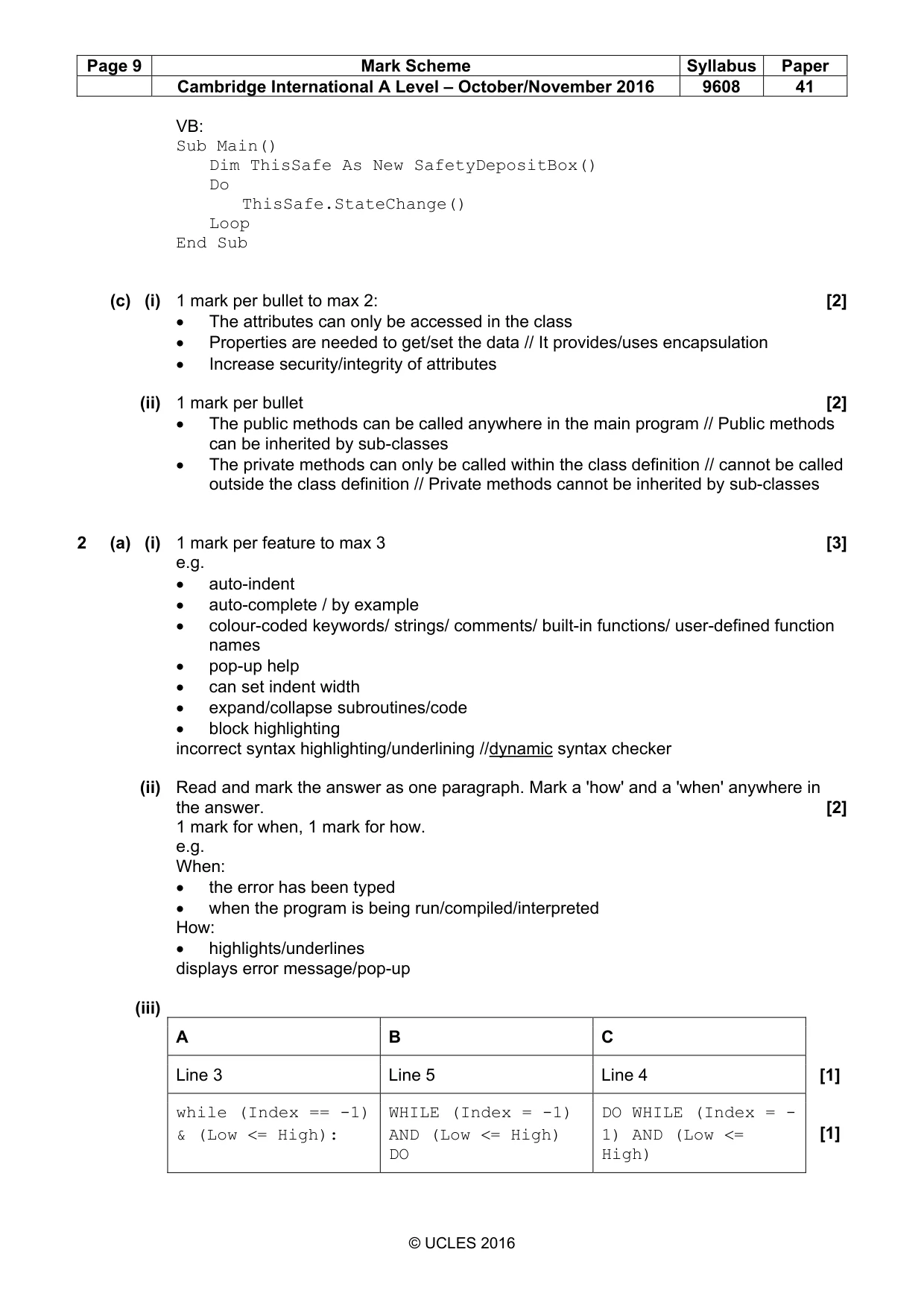 Mark scheme, page 9 of 12