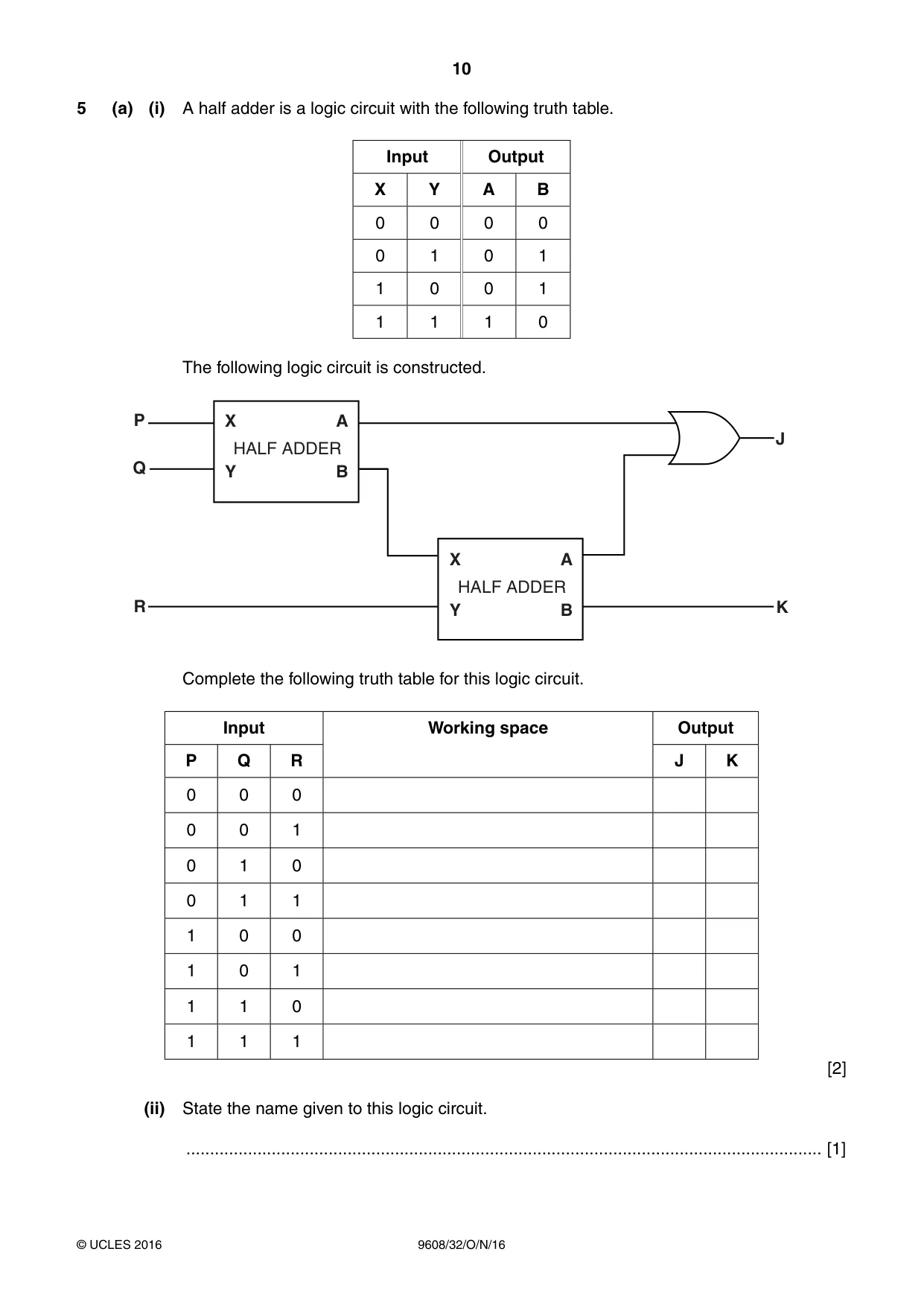 Cambridge A Level Computer Science 9608 2016 Oct/Nov Paper 3 · Variant 2 question paper, page 10 of 12
