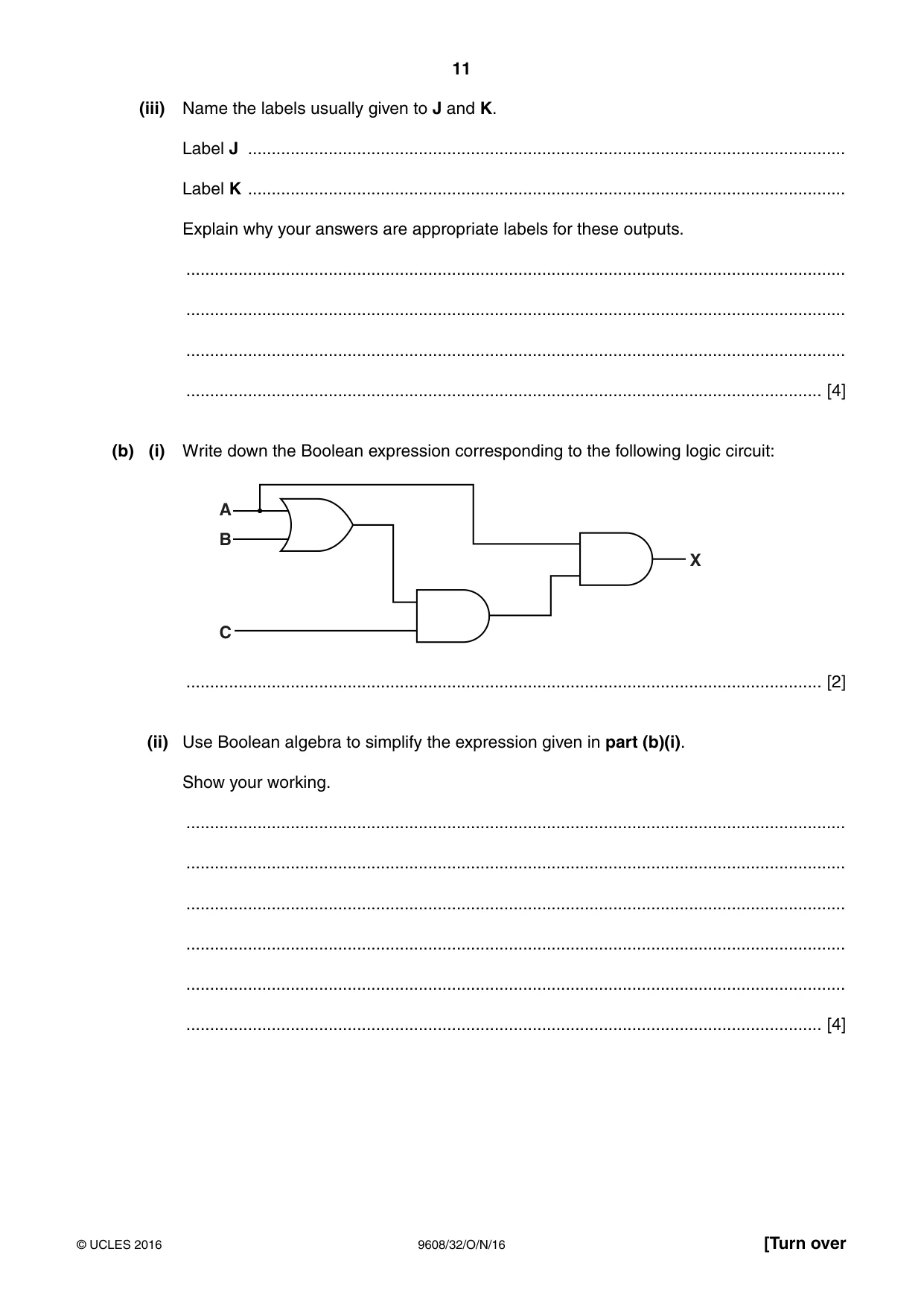 Cambridge A Level Computer Science 9608 2016 Oct/Nov Paper 3 · Variant 2 question paper, page 11 of 12