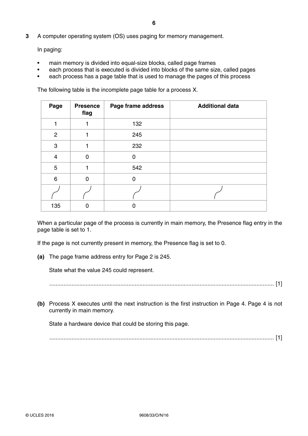 Cambridge A Level Computer Science 9608 2016 Oct/Nov Paper 3 · Variant 3 question paper, page 6 of 12