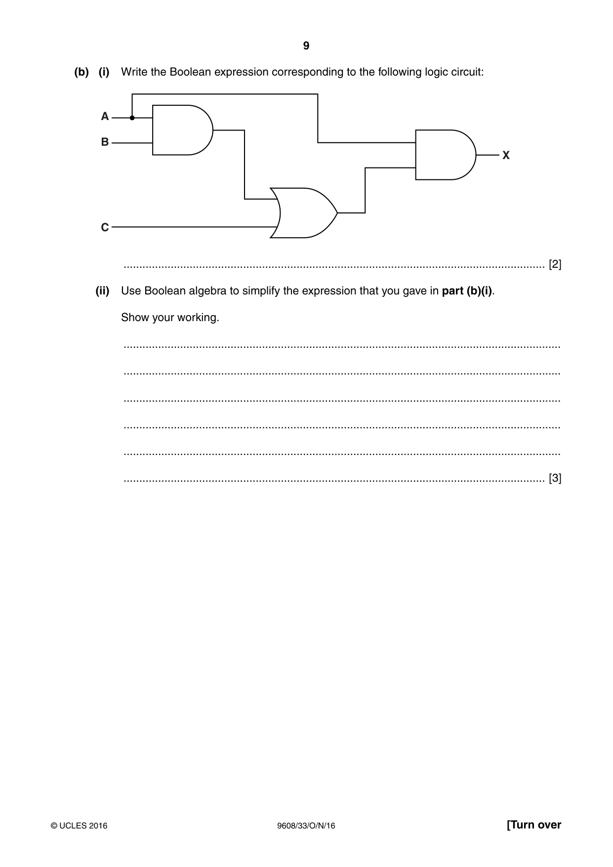 Cambridge A Level Computer Science 9608 2016 Oct/Nov Paper 3 · Variant 3 question paper, page 9 of 12