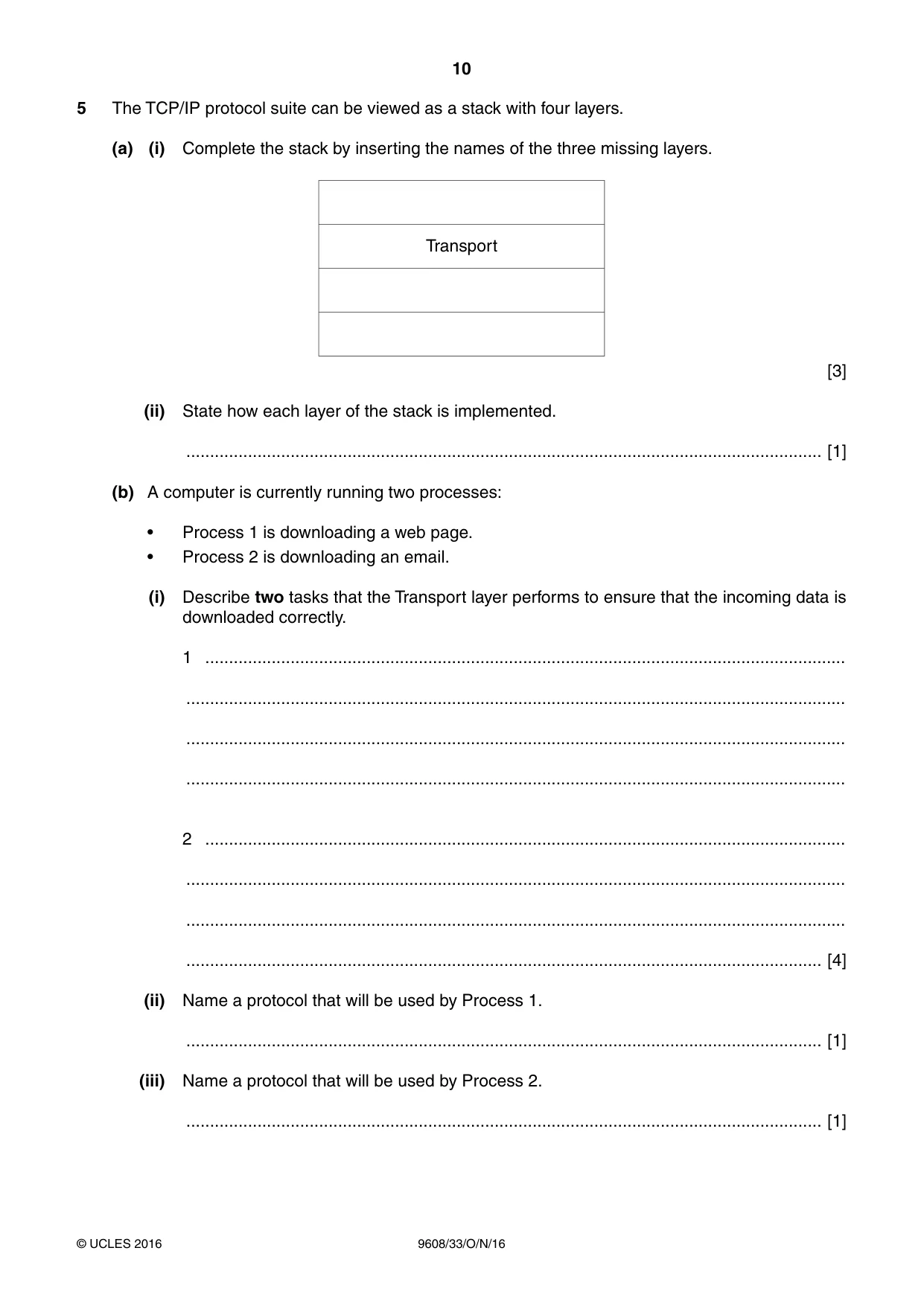 Cambridge A Level Computer Science 9608 2016 Oct/Nov Paper 3 · Variant 3 question paper, page 10 of 12