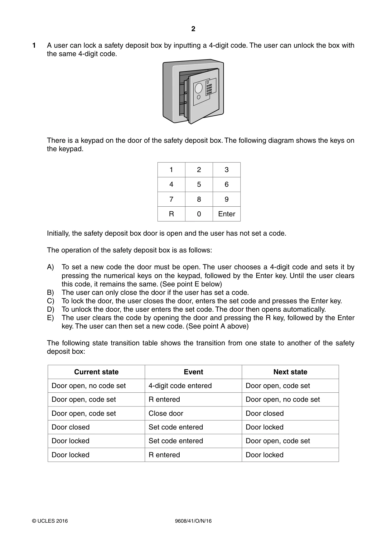 Cambridge A Level Computer Science 9608 2016 Oct/Nov Paper 4 · Variant 1 question paper, page 2 of 16