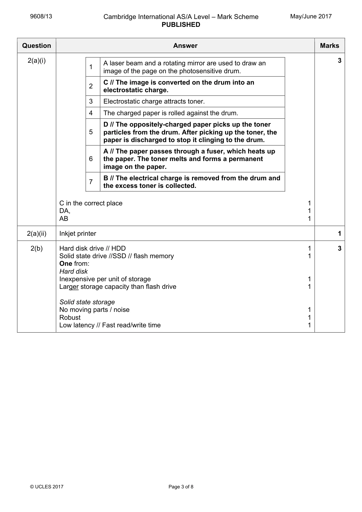 Mark scheme, page 3 of 8