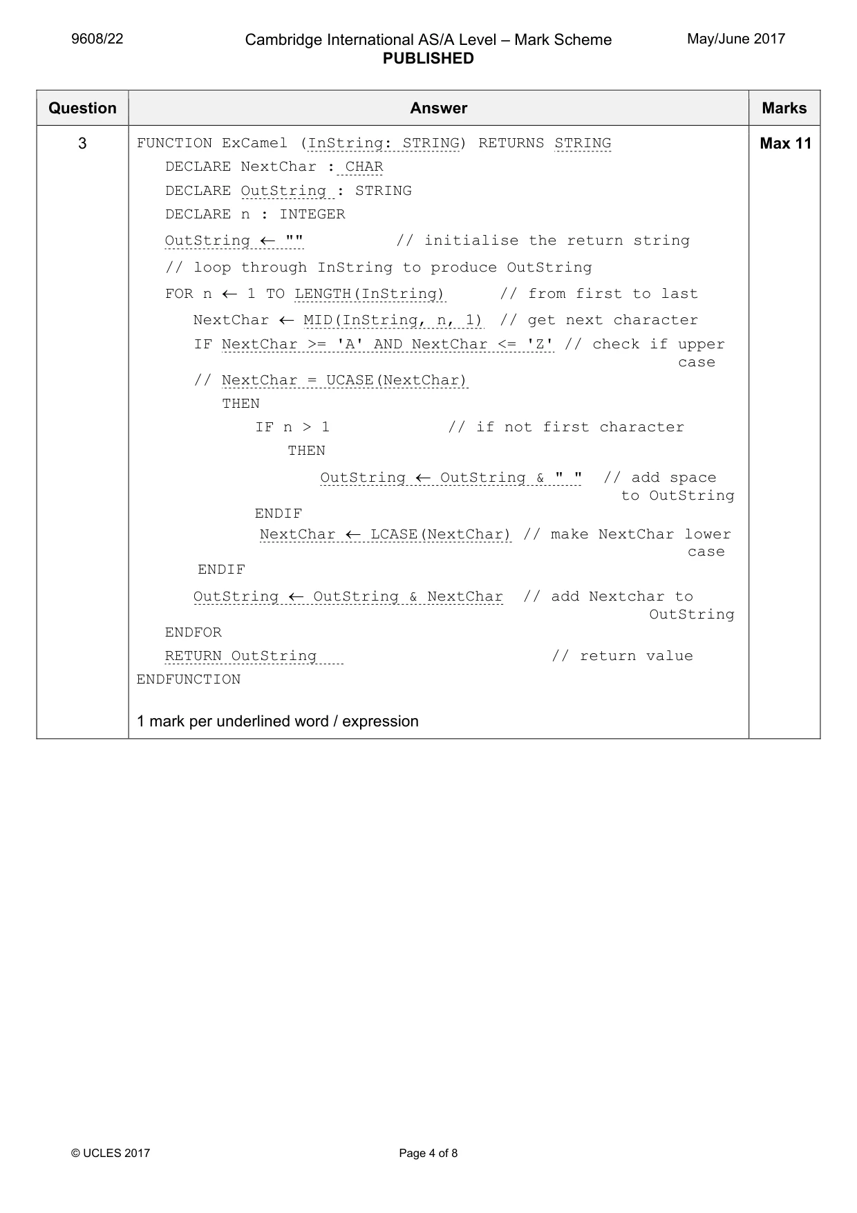 Mark scheme, page 4 of 8