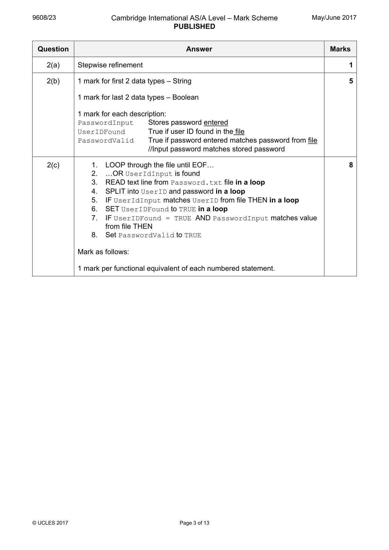 Mark scheme, page 3 of 13