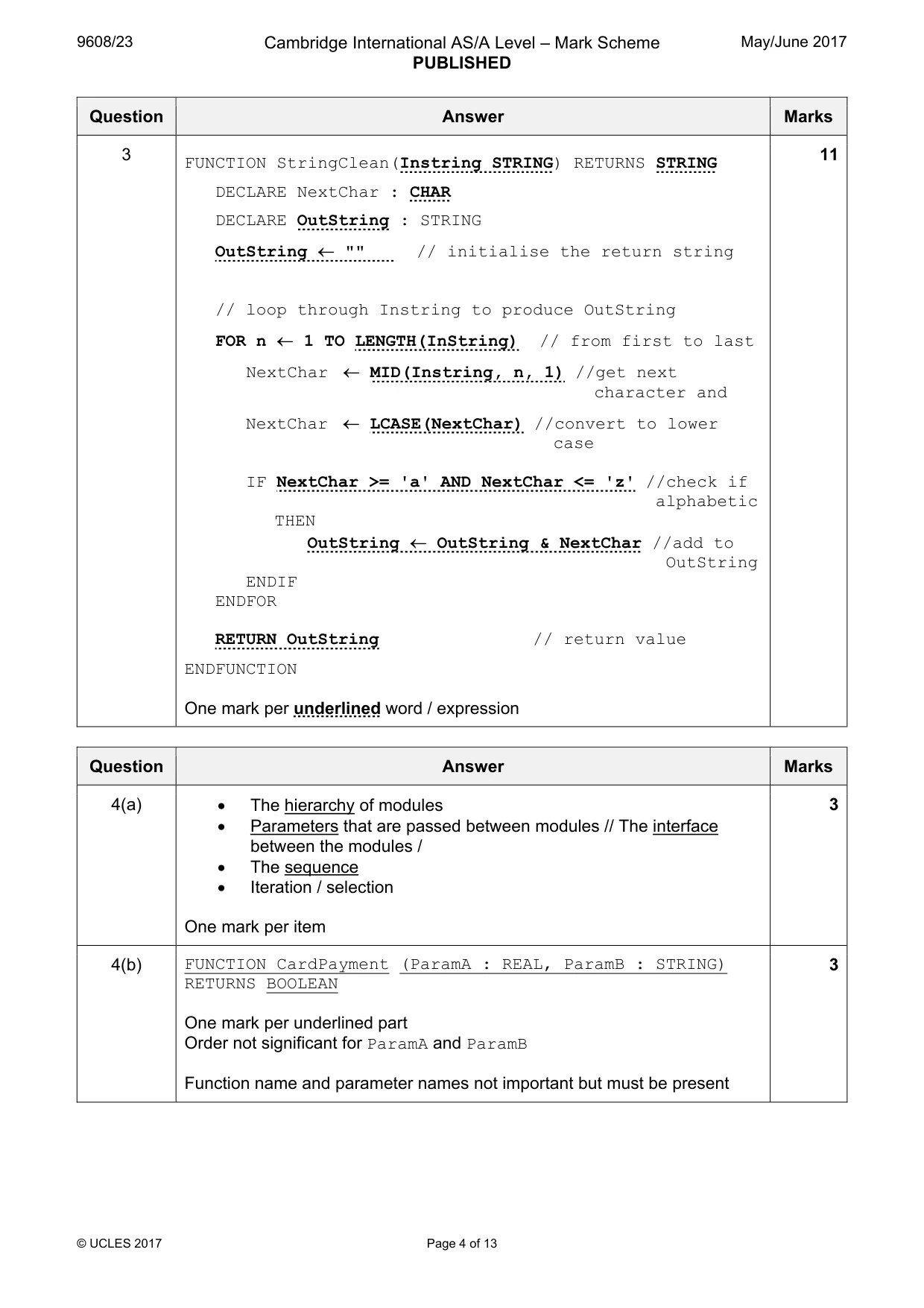 Mark scheme, page 4 of 13