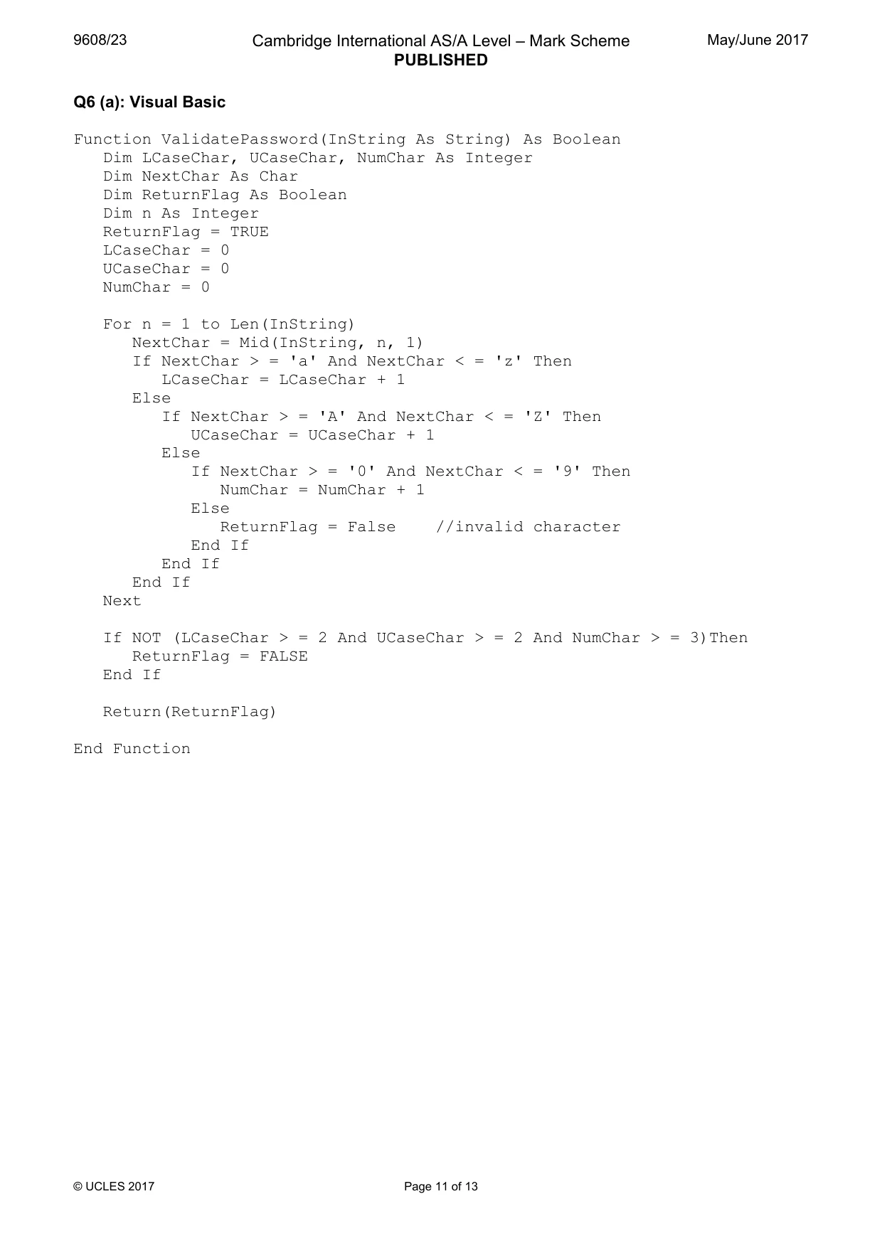 Mark scheme, page 11 of 13