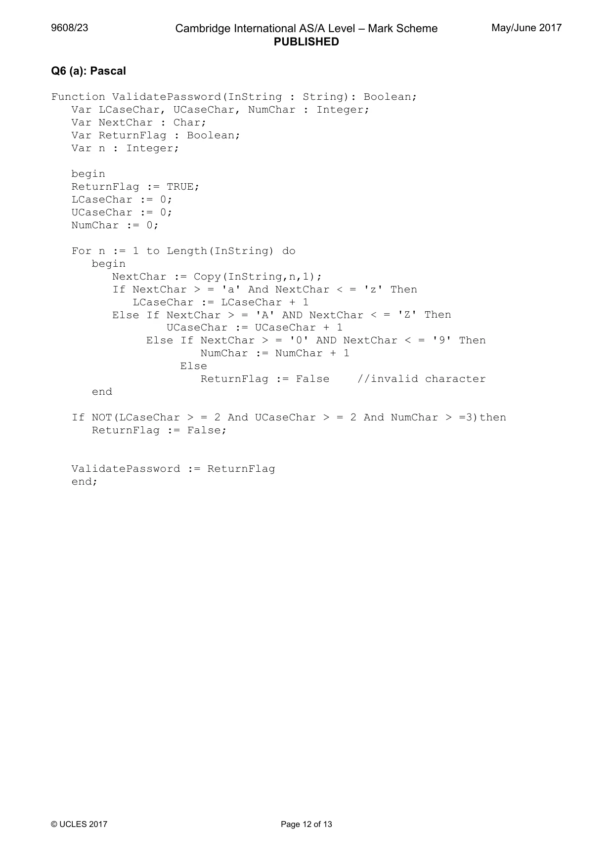 Mark scheme, page 12 of 13