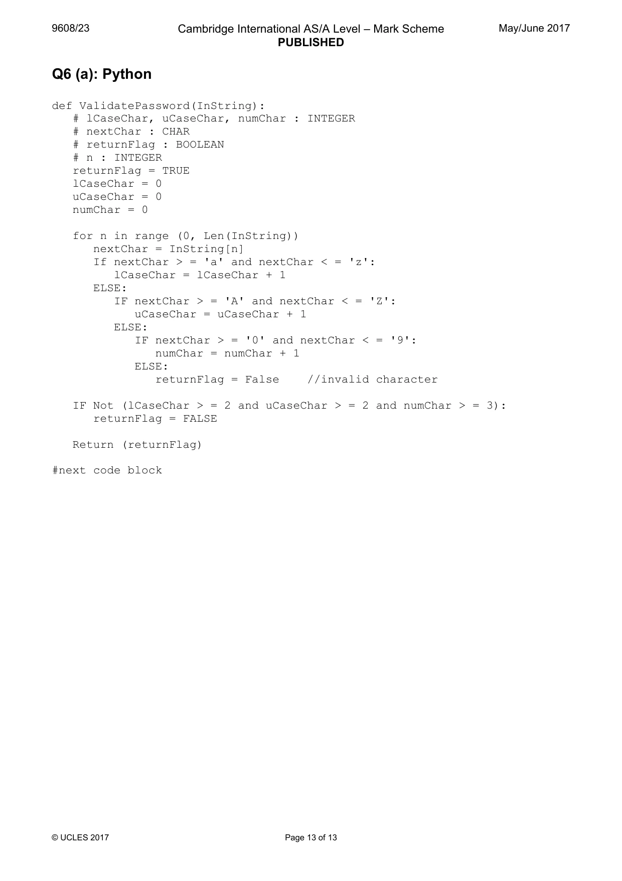 Mark scheme, page 13 of 13