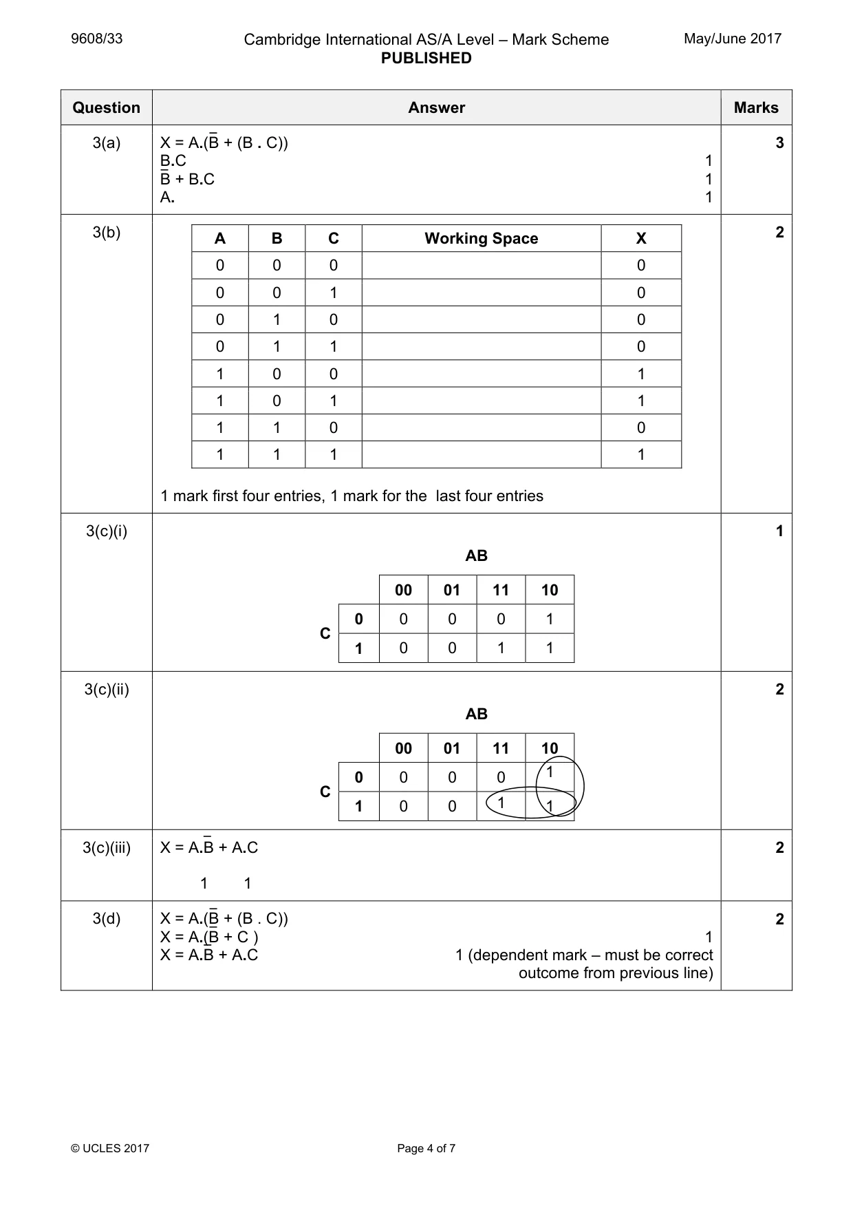 Mark scheme, page 4 of 7