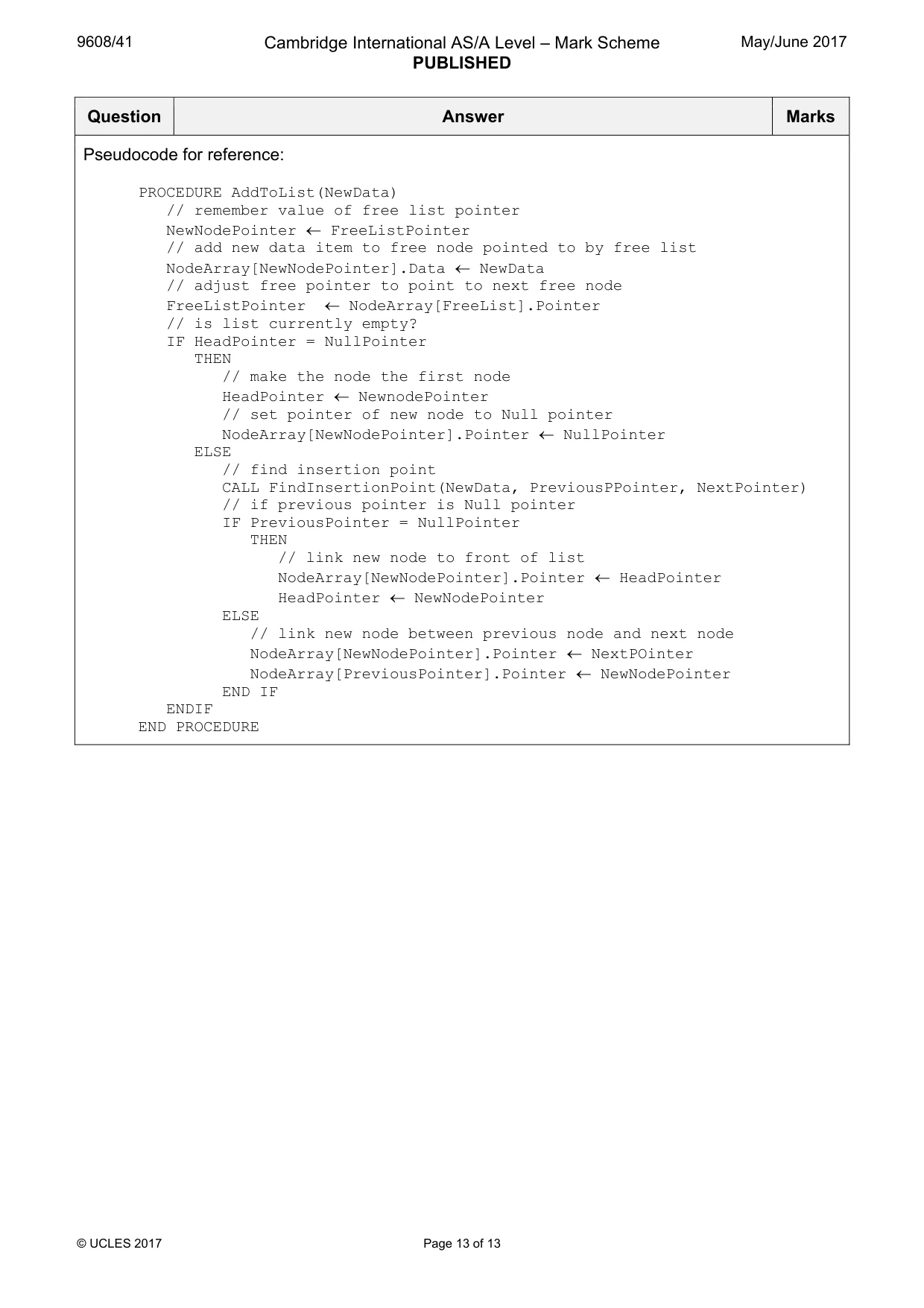 Mark scheme, page 13 of 13