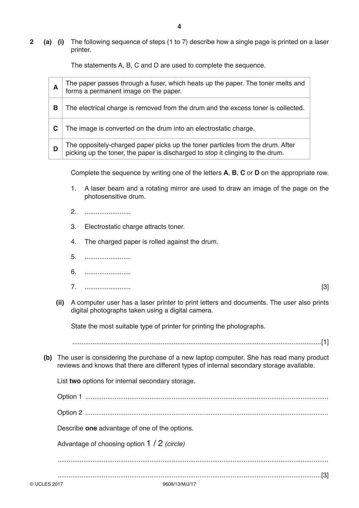 Cambridge A Level Computer Science 9608 2017 May/June Paper 1 · Variant 3 question paper, page 4 of 16