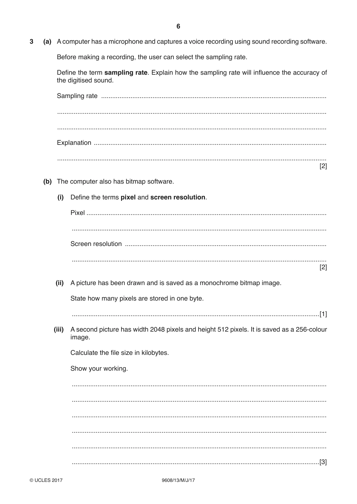 Cambridge A Level Computer Science 9608 2017 May/June Paper 1 · Variant 3 question paper, page 6 of 16