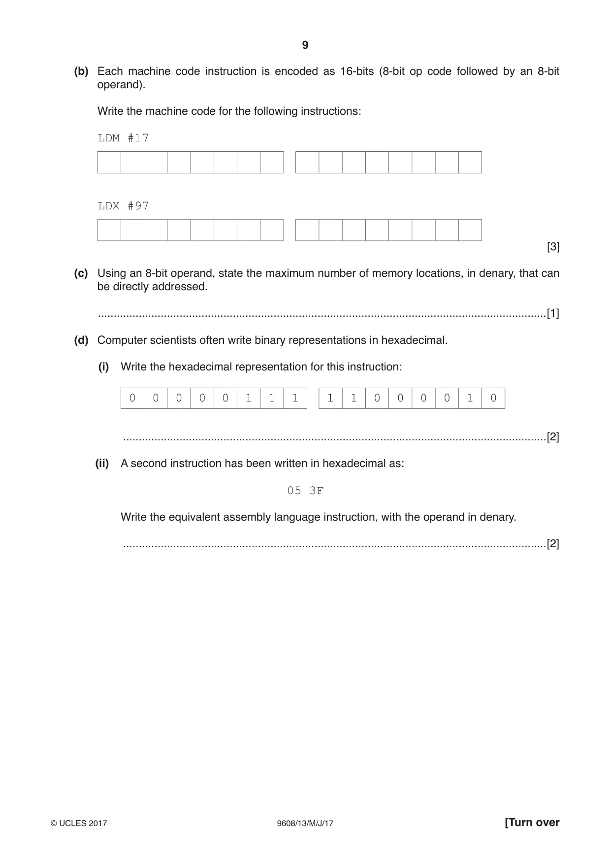 Cambridge A Level Computer Science 9608 2017 May/June Paper 1 · Variant 3 question paper, page 9 of 16