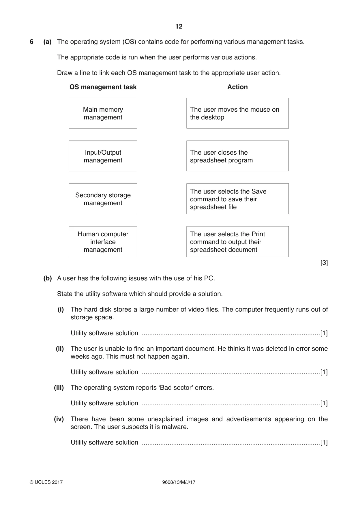 Cambridge A Level Computer Science 9608 2017 May/June Paper 1 · Variant 3 question paper, page 12 of 16