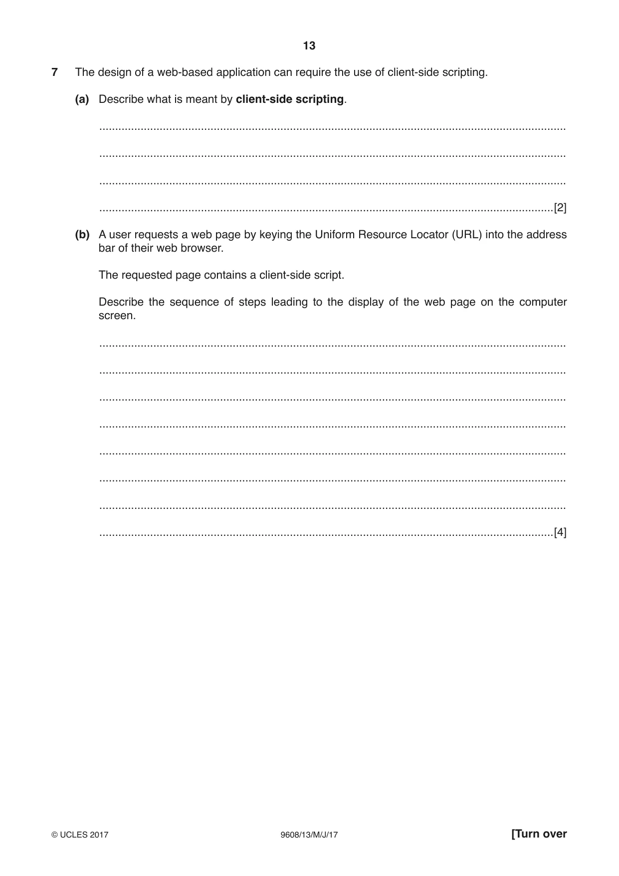 Cambridge A Level Computer Science 9608 2017 May/June Paper 1 · Variant 3 question paper, page 13 of 16